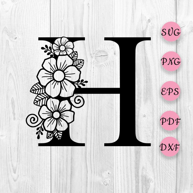 Download Flower Alphabet svg Botanical Letter SVG One Letter H svg ...