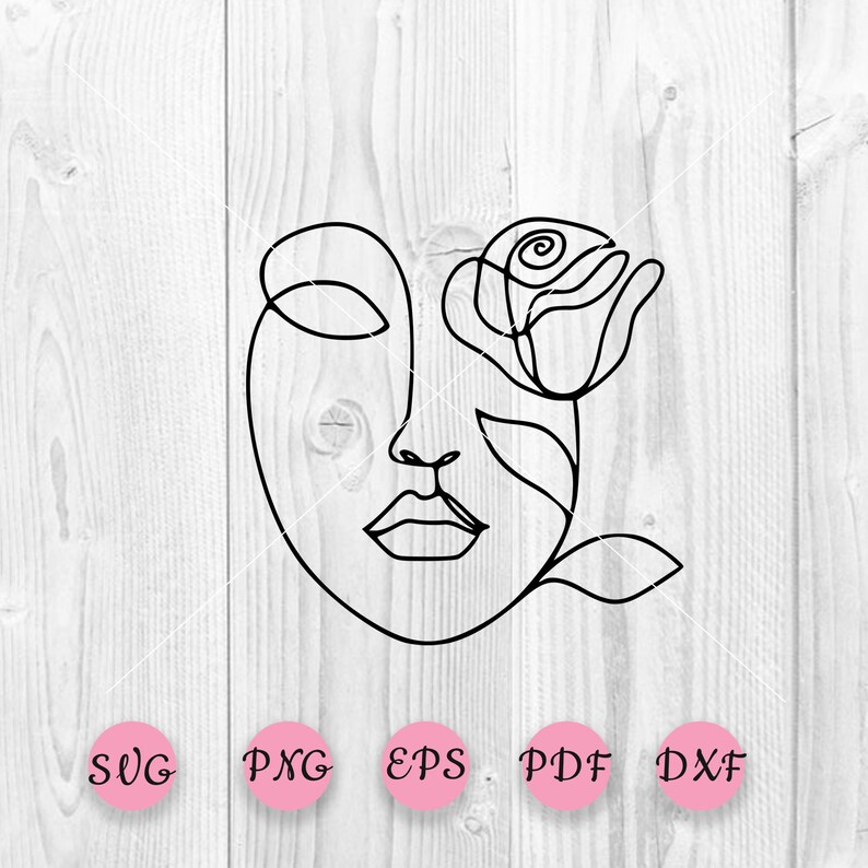Floral Face Svg Line Art Faces Svg Woman Face Svg Double Etsy