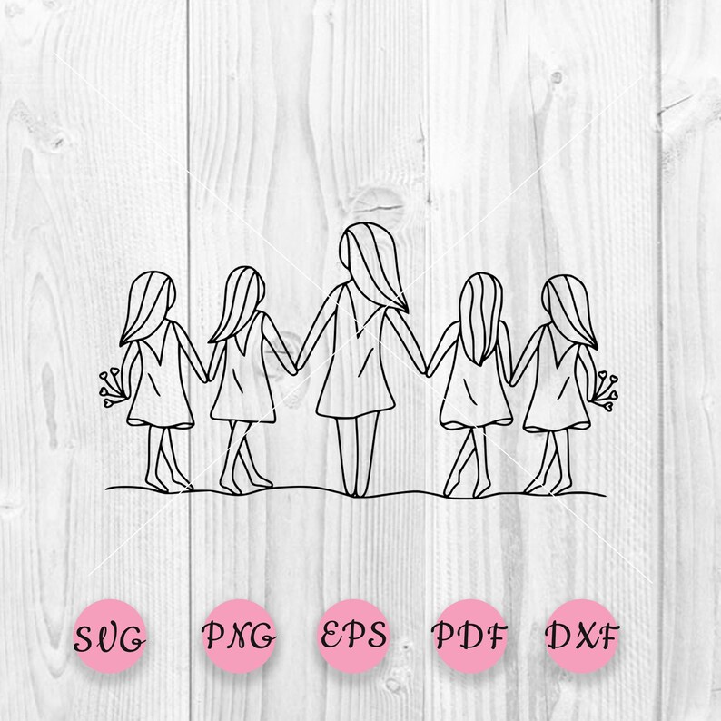 Mother and Daughters Svg Mother Svg Four Daughters Svg | Etsy