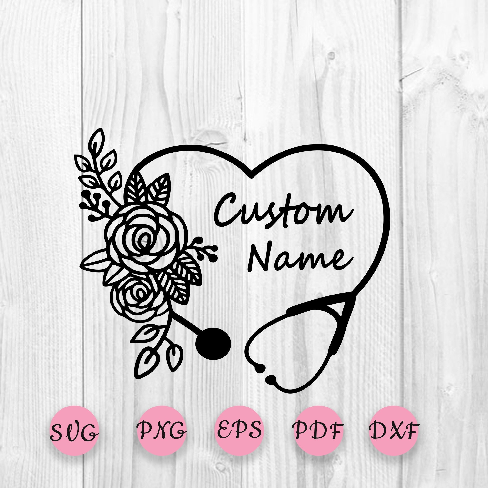 Personalized Stethoscope SVG Custom Name Floral Stethoscope Etsy Canada