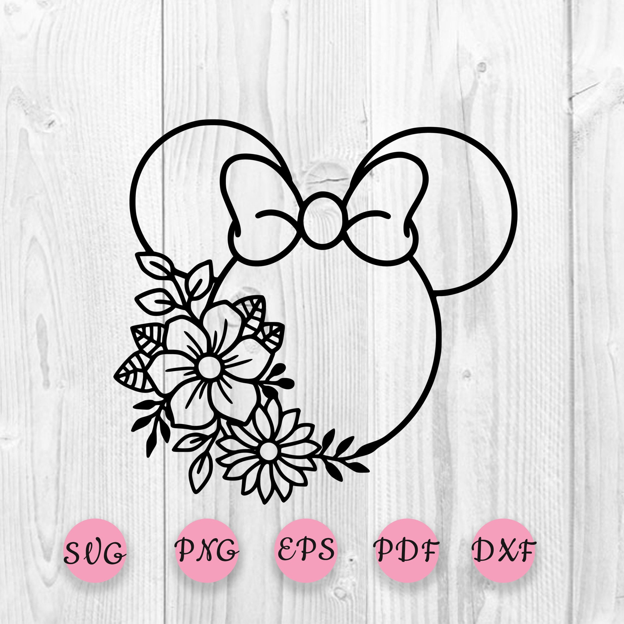 Disney Svg Clipart Minnie Mouse Flower Svg Minnie Svg File Etsy
