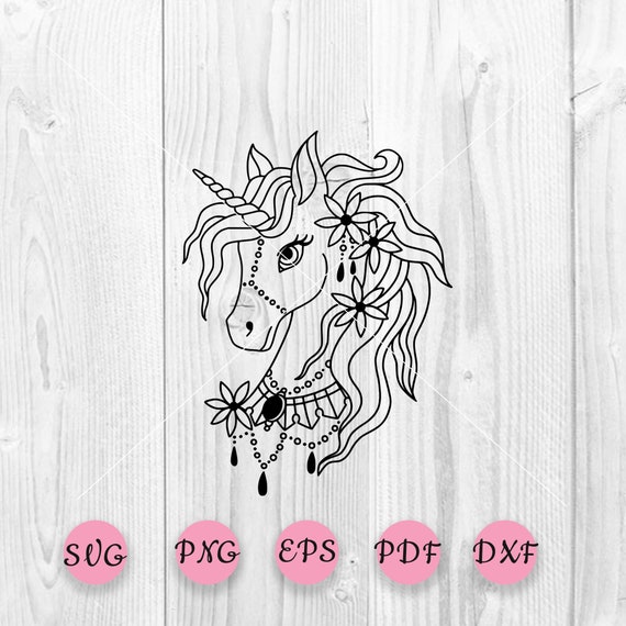 Unicorn Svg Unicorn Flowers Svg Floral Flowers Svg Horse Etsy Australia