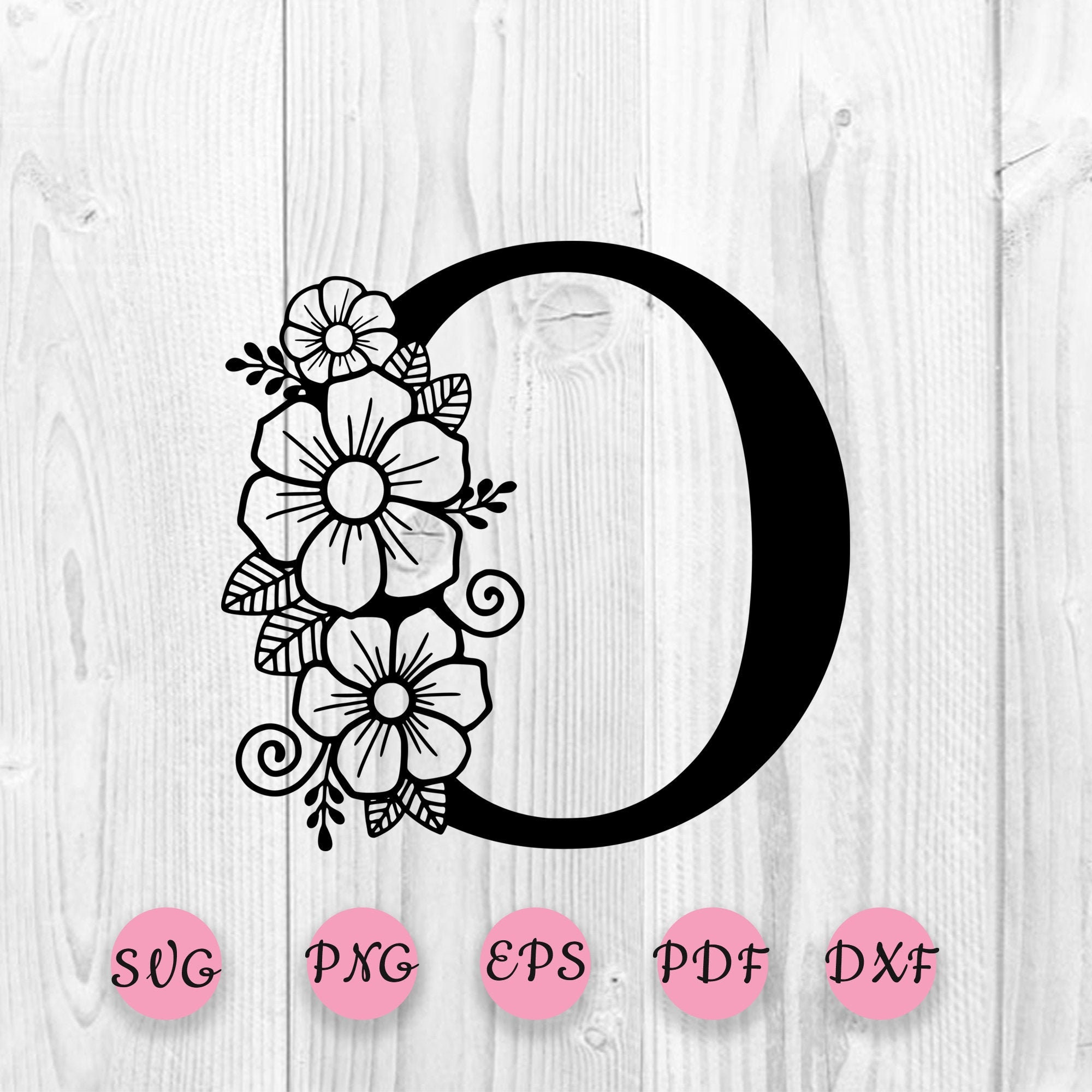 Flower Alphabet Svg, Botanical Letter O SVG, One Letter O Svg, Floral