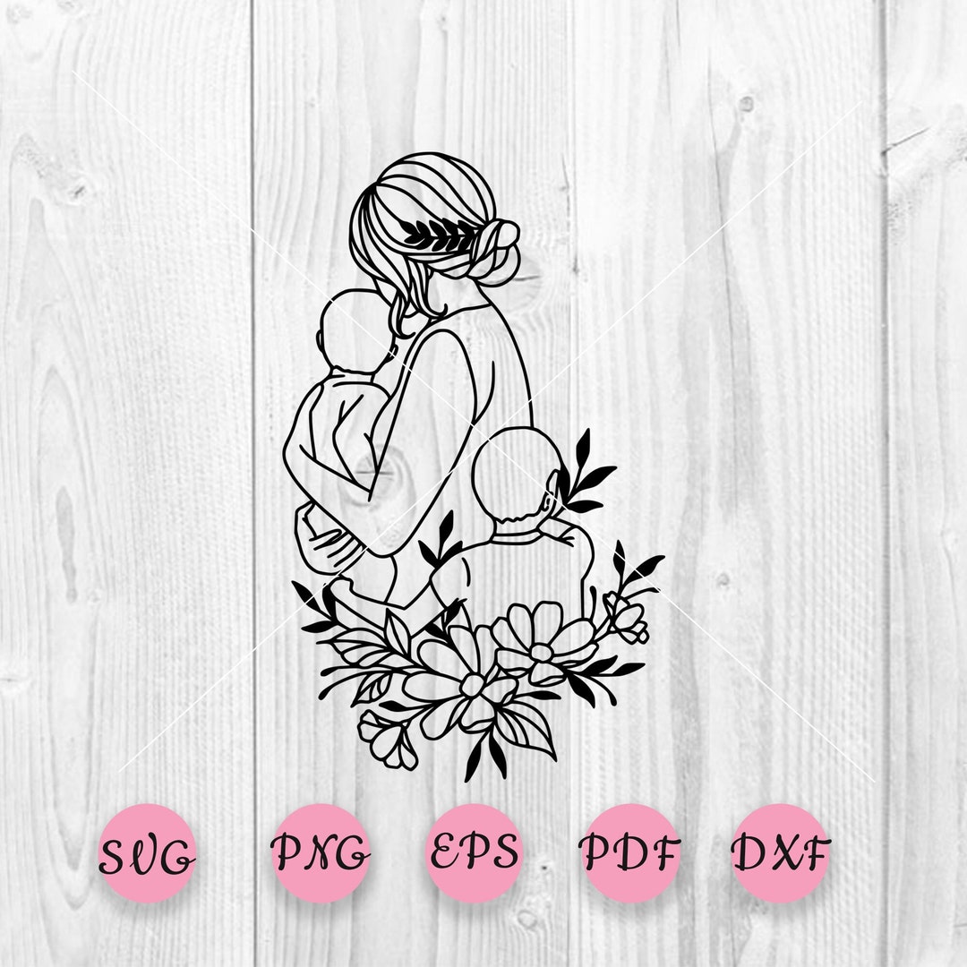 Mother With Two Boys Svg, Mother Svg, Sons Svg, Family Svg, Womans Svg ...