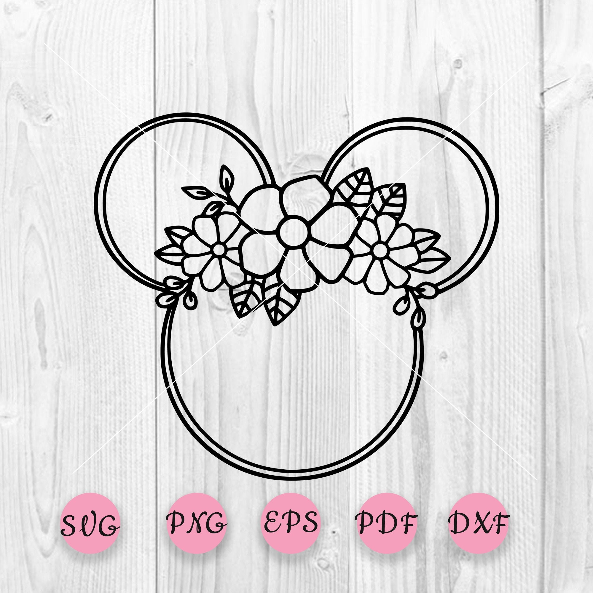Download Disney Minnie Floral Svg Disney Wreath Svg Minnie Mouse Svg Etsy