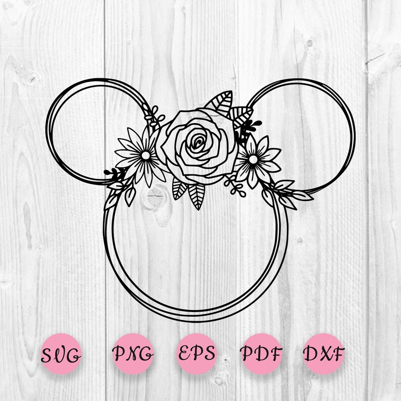 Download Disney Minnie floral svg Disney wreath svg Minnie mouse svg | Etsy