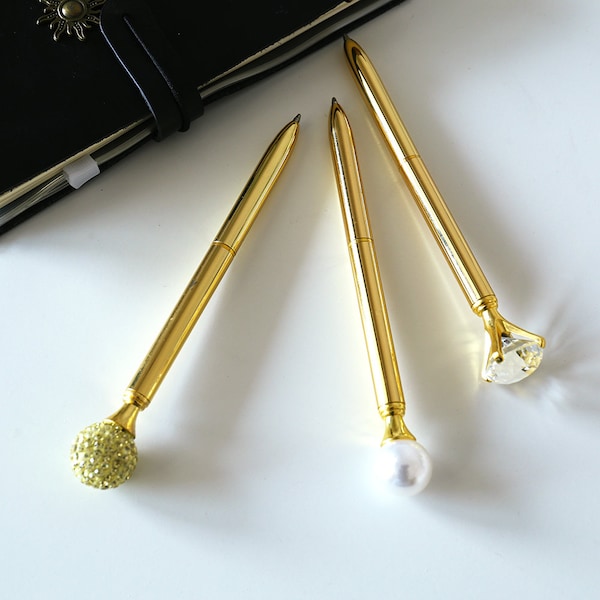 Diamond Pen, Crystal Gold Pen, Gem Pen, Diamond Top Gem Pen, ballpoint pen, pearl Planner Pen, Journal Pen