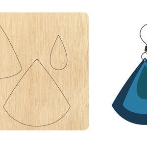 Stacked Fan Teardrop  Earring die cutting, fan shaped earring wood die cut Mold accessories for Leather,felt, leather crafts CD150