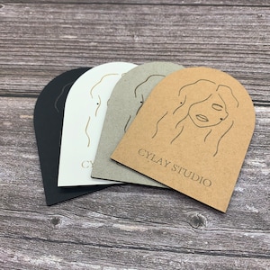 Carte da esposizione orecchini personalizzate, carte espositive di gioielli minimalisti, orecchini astratti per viso ragazza porta carte, carte orecchino