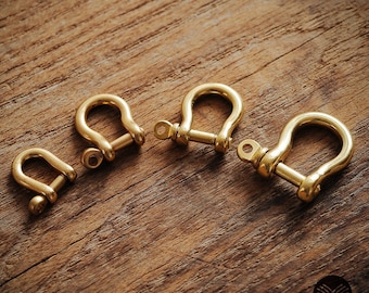 Natural Brass, Shackle w/ Screw Pin, Solid Brass, Leathercraft Hardware