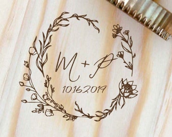 Custom Wood Branding Iron/Floral Wedding Monogram Wood Branding Iron / Initials wood branding iron /Wedding Gift/DIY wedding favors