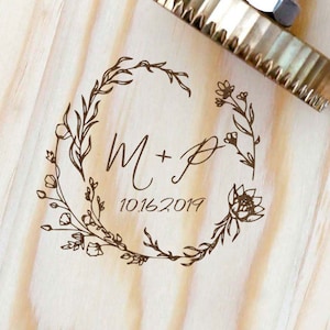 Custom Wood Branding Iron/Floral Wedding Monogram Wood Branding Iron / Initials wood branding iron /Wedding Gift/DIY wedding favors