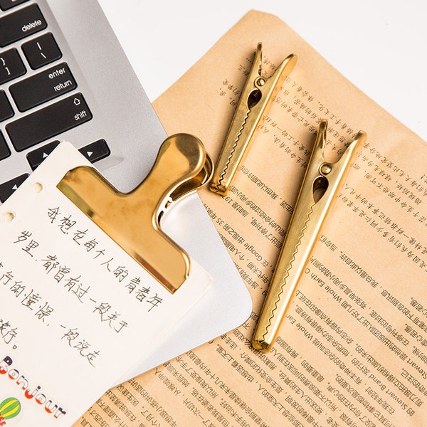 Retro Golden binder clip / Brass Clip / Food Bag Sealing Clip/ligne paper clips/minimalist binder clip