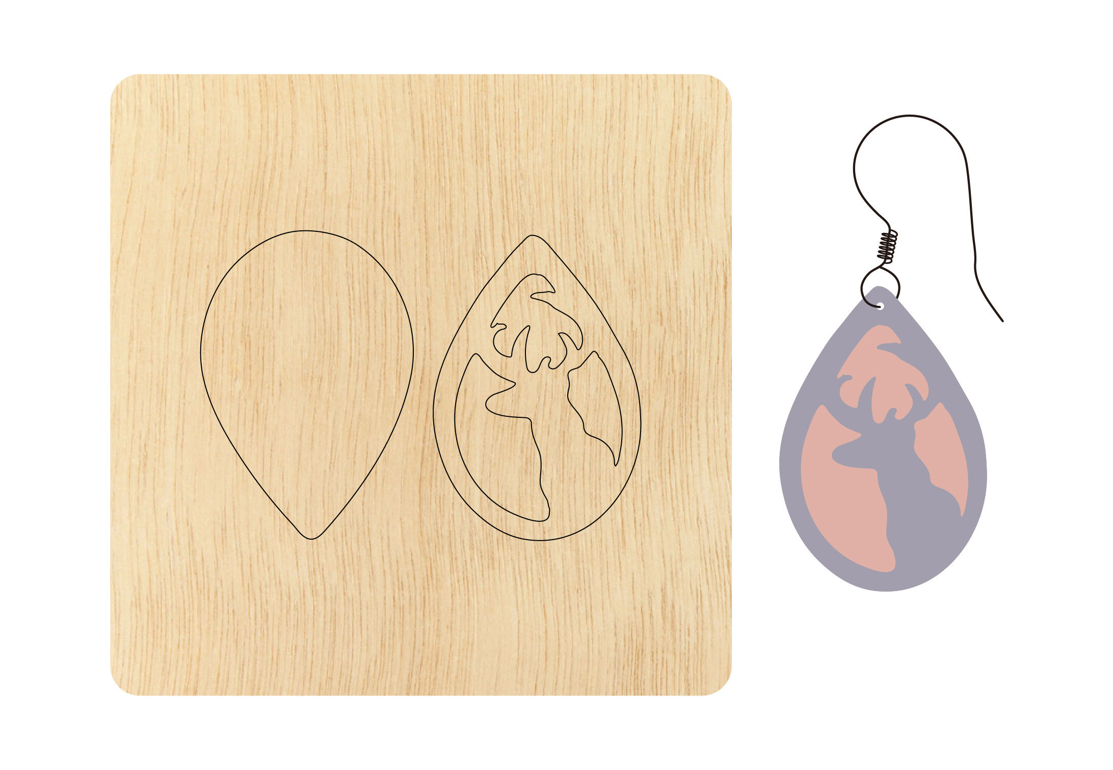 クリスマス トナカイ イヤリング カッティング ダイ、カスタム