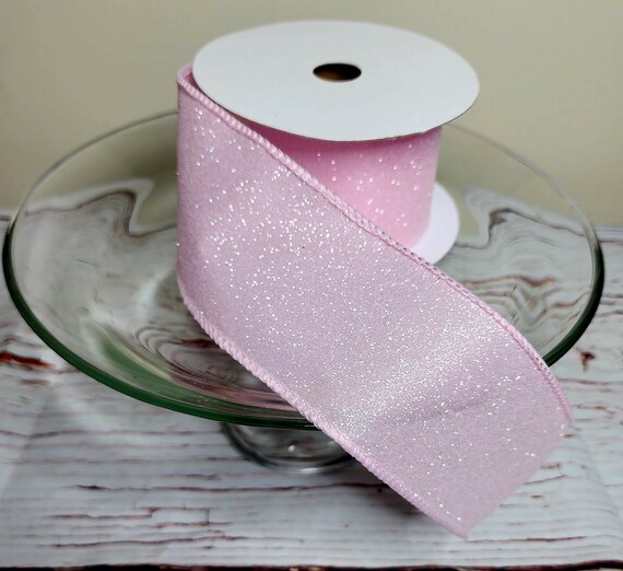 25 Inch X 10 Yards Candy Glitter Wired Ribbon Pastel Pink Ribbon Designer  Ribbon Pastel Ribbon 