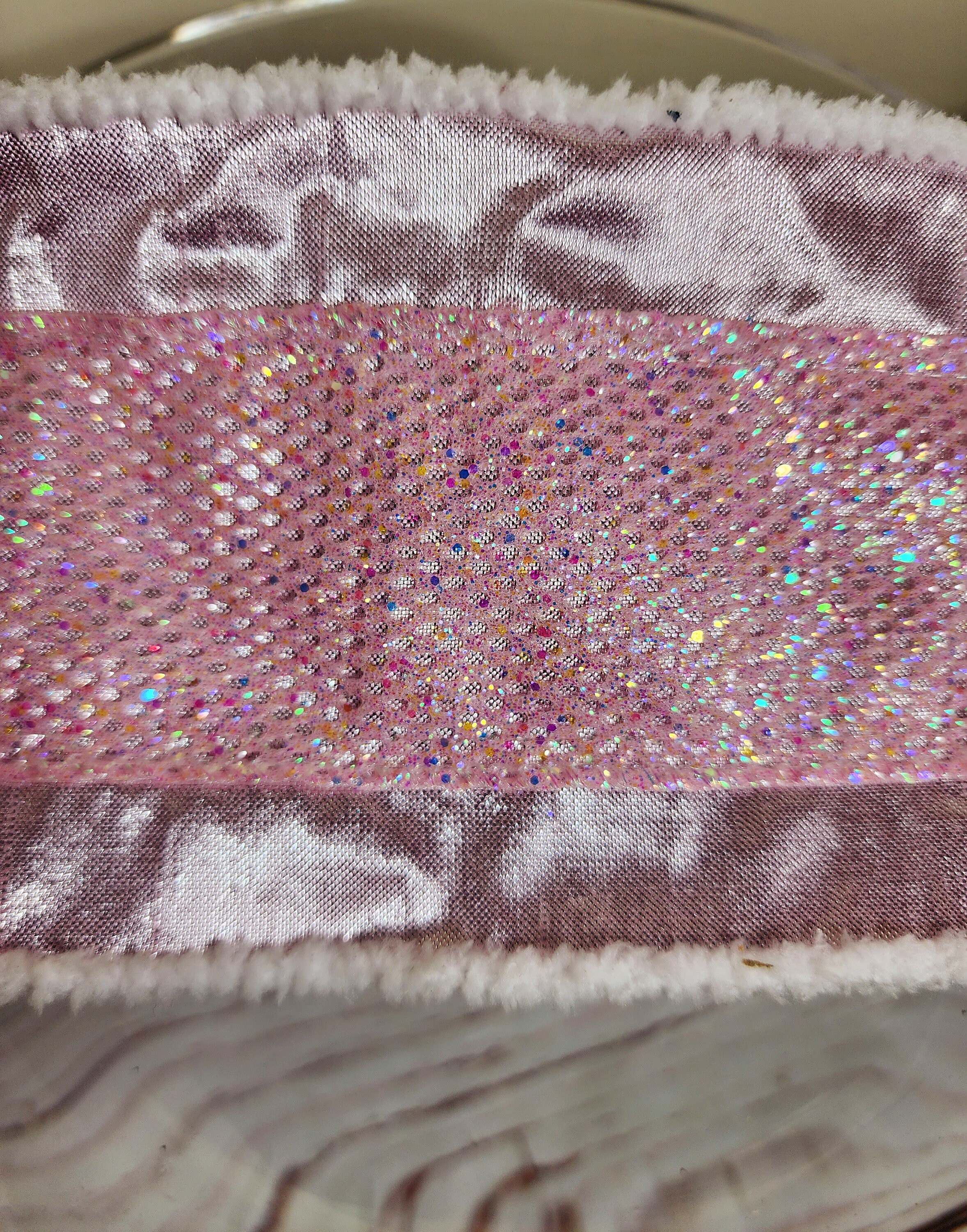 Pink Shiny Ribbon Luxurious 4 Inch Pink Glitter Ribbon White Trim Luxury Wired Ribbon ...