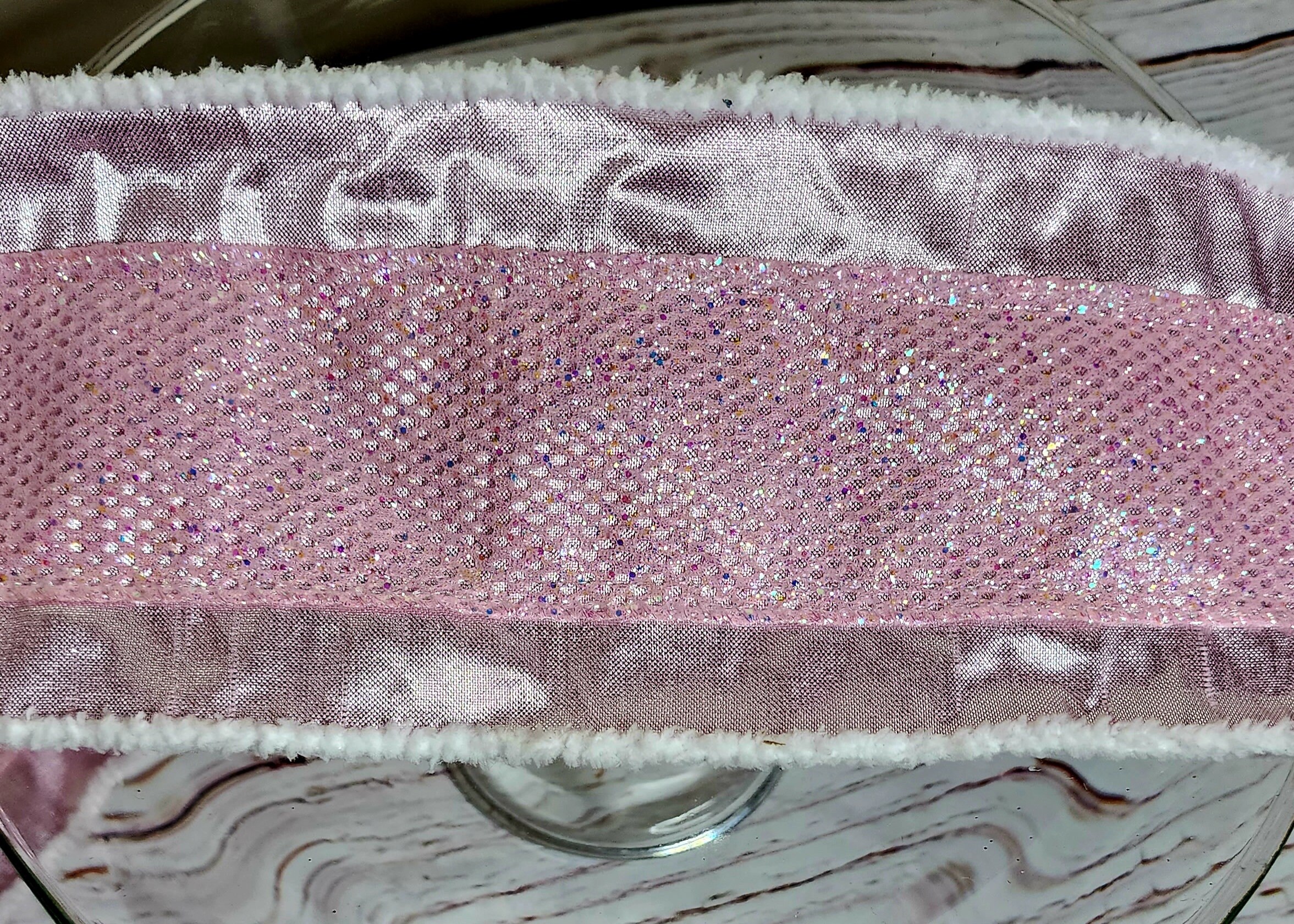 Pink Shiny Ribbon Luxurious 4 Inch Pink Glitter Ribbon White Trim Luxury Wired Ribbon ...