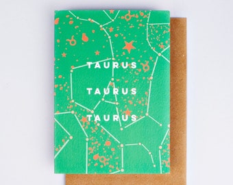 Astro Cosmic Taurus Birthday Card