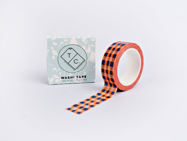 Orange Brush Check Washi Tape