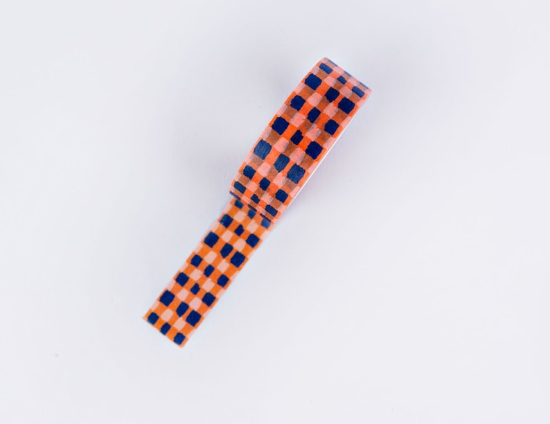 Orange Brush Check Washi Tape