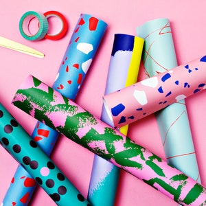 Gift Wrap Multipack, Pink, Green, Spot, Terrazzo, Blue, Wrapping Paper, Christmas Paper, Fashion Gift, Multibuy, Illustrated, Design