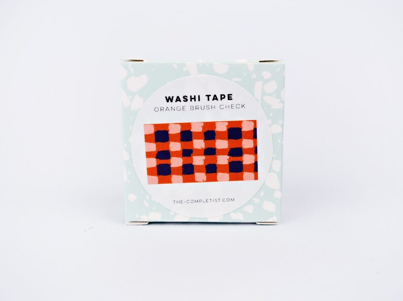 Orange Brush Check Washi Tape