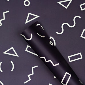 Navy Memphis Shapes Gift Wrap