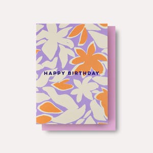 Cartão de aniversário com flores tropicais