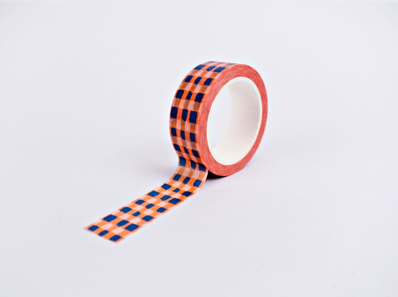 Orange Brush Check Washi Tape