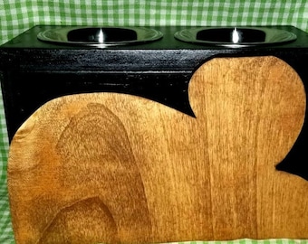 Wooden "Mouse" Cat Feeder with Storage Compartment