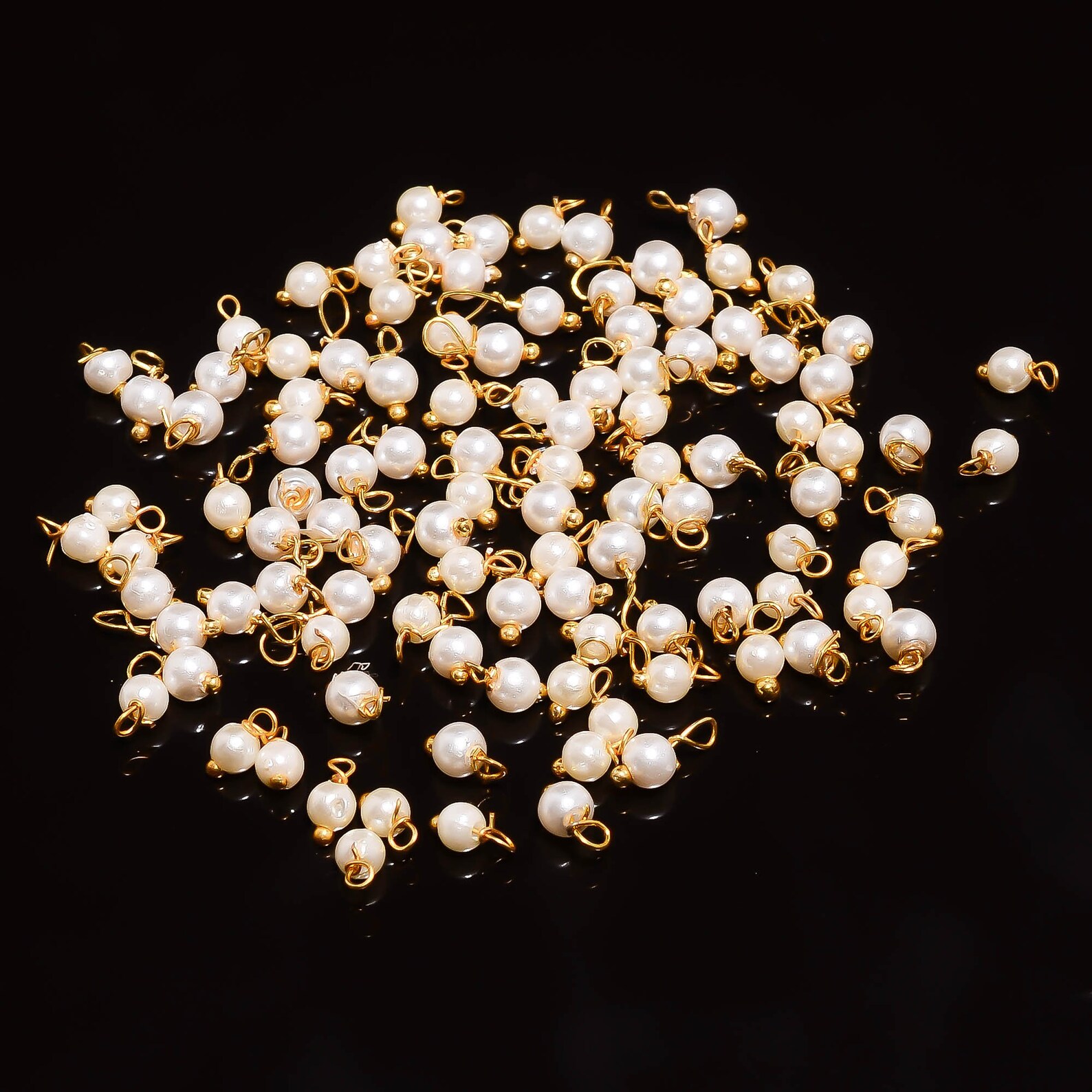 Single wire wrapped Beads Gold Plated Beads Loop Earring Etsy