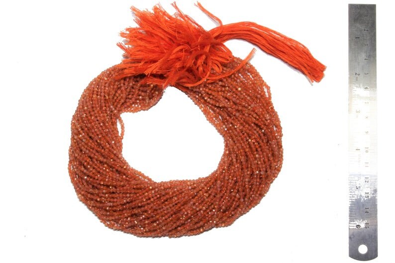 Sunstone Faceted Rondelle Gemstone Beads Jewelry Making Crafts 13 Strand Beautiful Natural Orange Sunstone Micro Cut Beads 2 mm