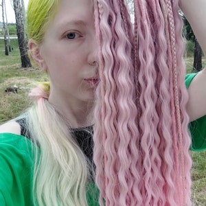Pink Dreads Curly Dreads Crochet Double Ended Dreads Extensions Boho Dreadlocks Fake Dreads Full Set Wavy Dread Ombre Soft Dread DE