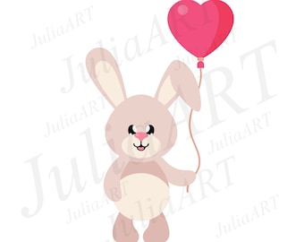 Cartoon cute bunny with balloon vector image