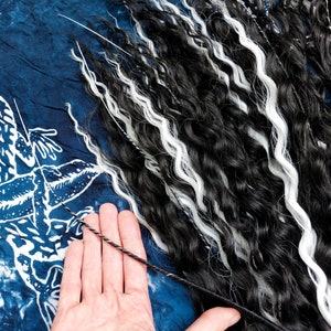 Black and White Dreadlocks Curly Dreads Crochet Double Ended Dread Extensions | Soft Wavy DE Dread | Wave Locks Black Boho Dreads Full Set