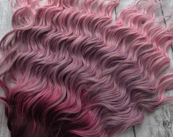 Rastas rizadas push-up o de crochet Rizos ombré rosados Rastas de doble punta Extensiones de rastas sintéticas Rastas suaves Rastas onduladas Locs temporales DE