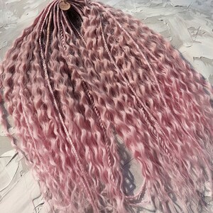 Pink Dreads Curly Dreads Crochet Double Ended Dreads Extensions Boho Dreadlocks Fake Dreads Full Set Wavy Dread Ombre Soft Dread DE