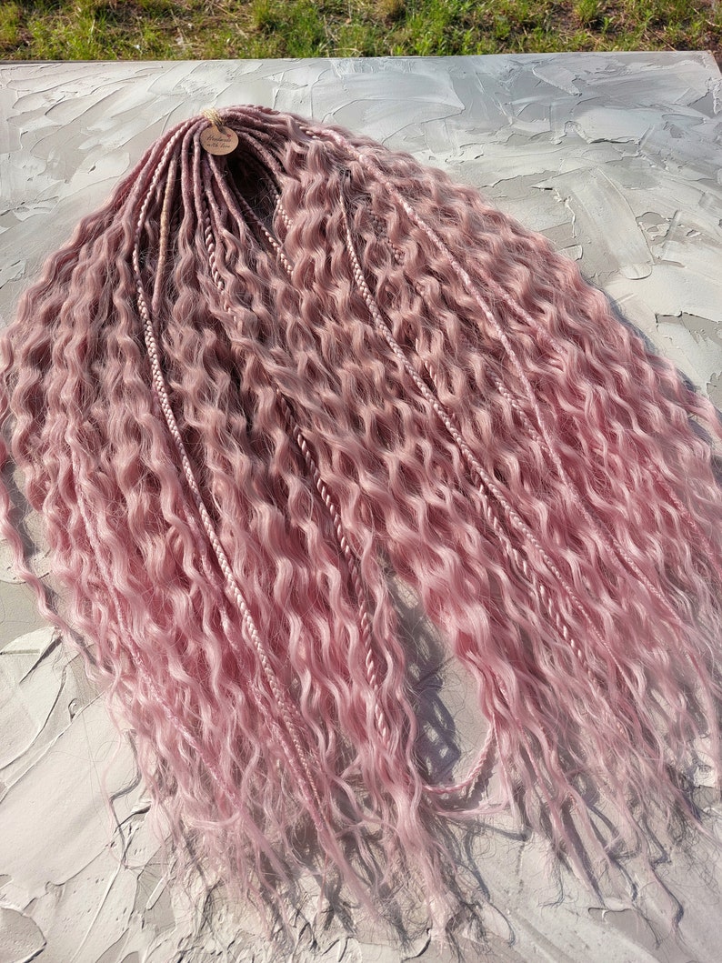 Pink Dreads Curly Dreads Crochet Double Ended Dreads Extensions Boho Dreadlocks Fake Dreads Full Set Wavy Dread Ombre Soft Dread DE