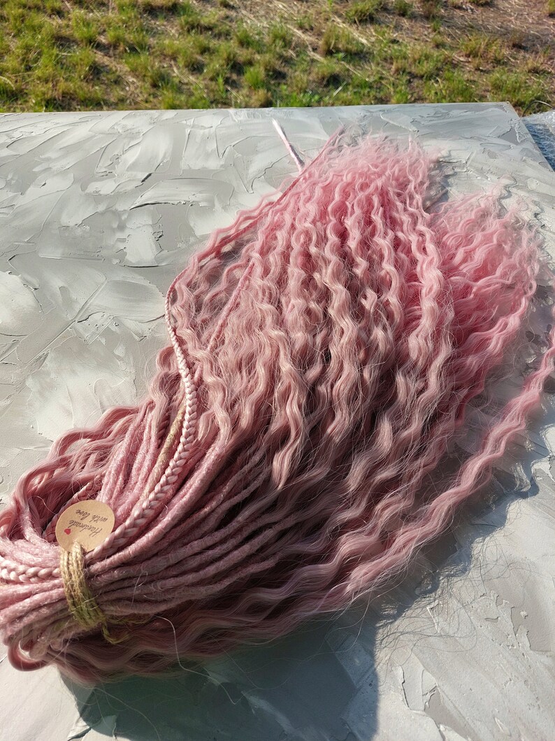 Pink Dreads Curly Dreads Crochet Double Ended Dreads Extensions Boho Dreadlocks Fake Dreads Full Set Wavy Dread Ombre Soft Dread DE