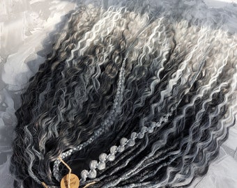 Dark Gray Dreads Curly Dreads Extensions White Dreads Ombre Dreadlocks Gray Dreads Wavy Dread Synthetic Crochet Double Ended Dreads Braids