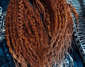 Wavy Dread Ginger Dreadlocks Curly Oranges Dreads Synthetic Crochet Double Ended Dreads Extensions Auburn Dreads Red Ombre Boho Dreadlocks