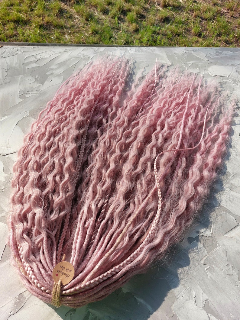 Pink Dreads Curly Dreads Crochet Double Ended Dreads Extensions Boho Dreadlocks Fake Dreads Full Set Wavy Dread Ombre Soft Dread DE