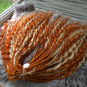 Ginger Dreads Blonde Dreads Curly Synthetic Dreadlocks Wavy Dreads Crochet Dreadlocks Natural Fake Dreads Set Dreadlocks Loose Curly Ends DE