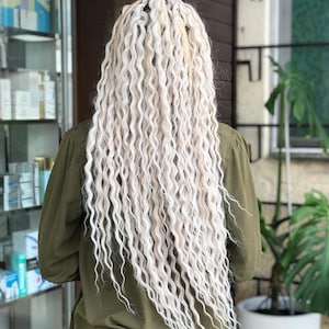Blonde Dreads Curly Dreads Crochet Double Ended Dreads Extensions White Dreads Natural Ombre Dreadlocks Curly Dread And Braids Mix DE
