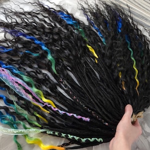 Colorful curly dreads Rainbow ombre Synthetic dreads soft Wavy dread extension Curly double ended dreadlocks Black boho DE Dreads crochet