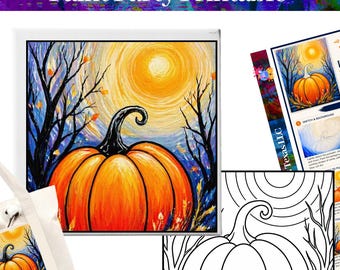 Paint and Sip Party Sunflower Tea Cup Design, Pre Drawn Template Tutorial, Canvas Kit Tool DIY Printable Art Painting Lesson Party Digital