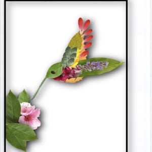 Hummingbird Flower Art Loose Parts Living Room, Hall, Bedroom, Den, Dinning Wall Maximalist, Digital Graphic Art to Print, Mother&#39;s Day Gift