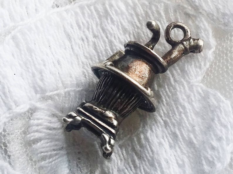 Vintage Pot Belly Stove Charm Pendant 925 Sterling Silver 1990
