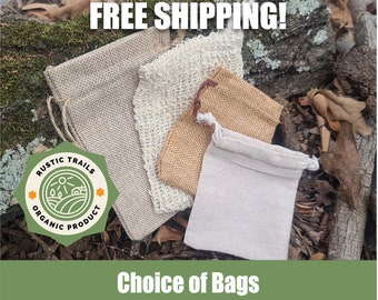 Exfoliating Pouch Sisal Soap Savers Mesh Soap Bag or Muslin Bag or Burlap Bag for Soaps, Herbs, Seeds, more - Great gift!