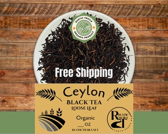Organic Ceylon Black Loose Leaf Tea -  FREE Shipping - Fair Trade tea with No Additives or Preservatives and it is also Non GMO.
